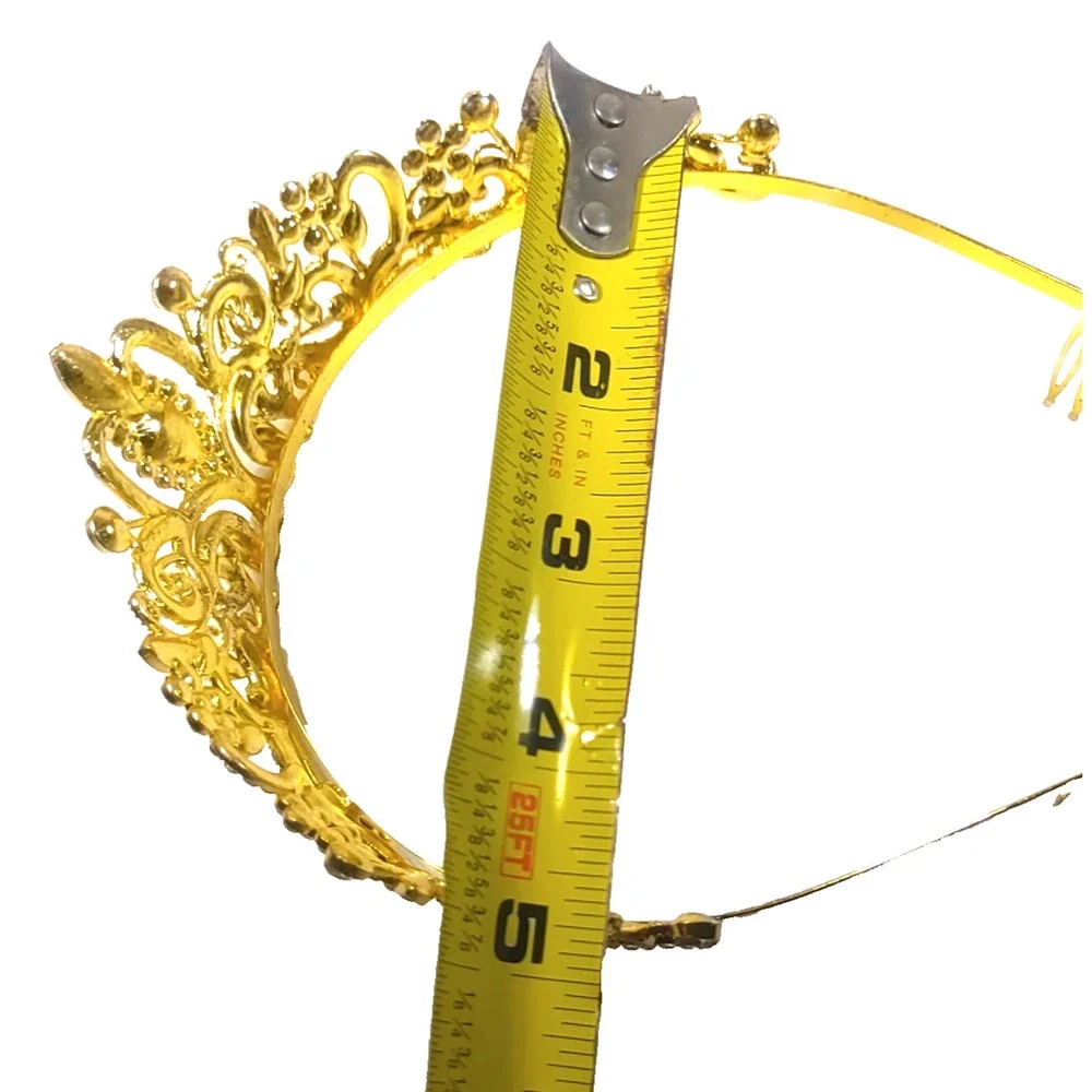 Rhinestone Bridal Tiara Alloy Crystal Crown Wedding Party in Blue & Gold